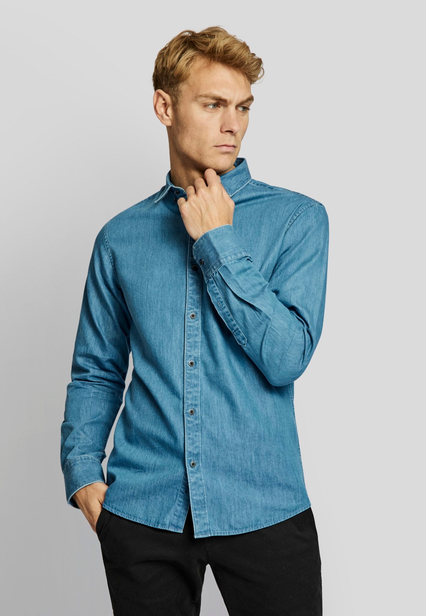 BS Elverum casual slim fit shirt - Blue