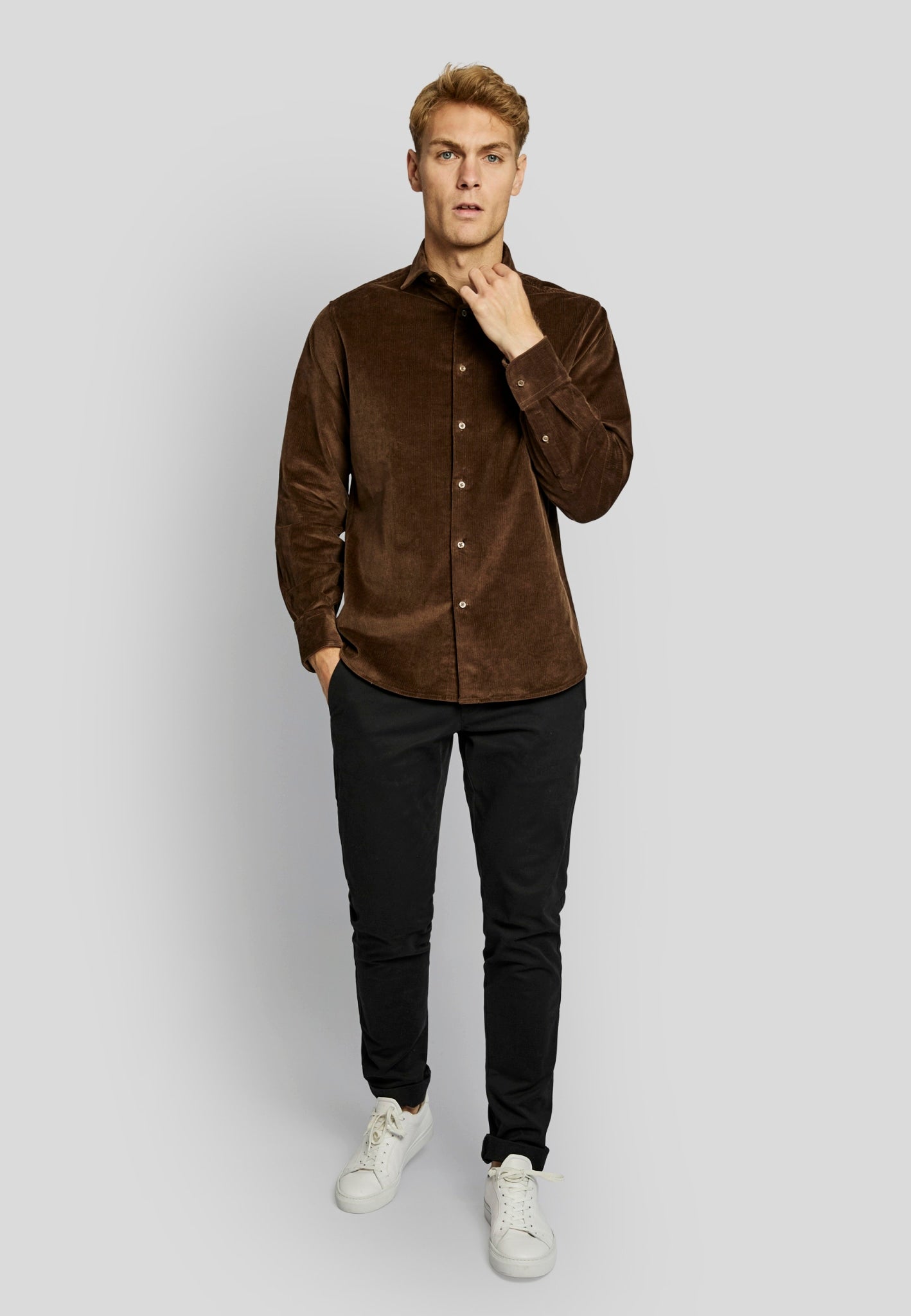 BS Kongsberg casual slim fit Skjorte - Brown