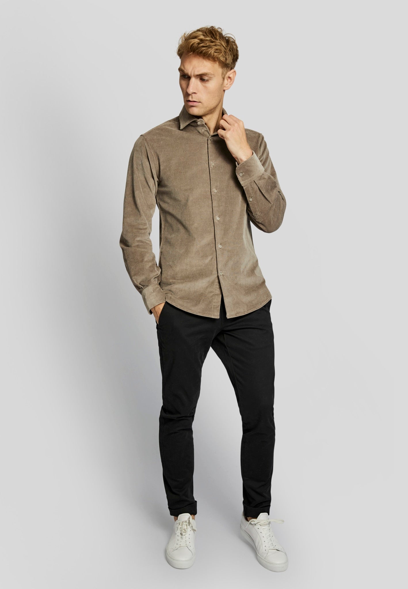 BS Kongsberg casual slim fit Skjorte - Mud