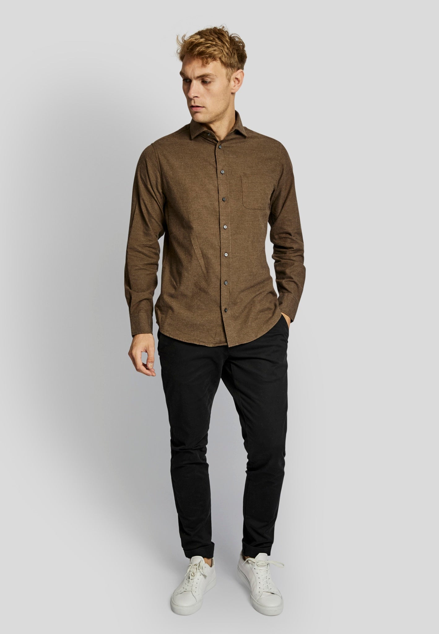 BS Halden casual slim fit Skjorte - Brown