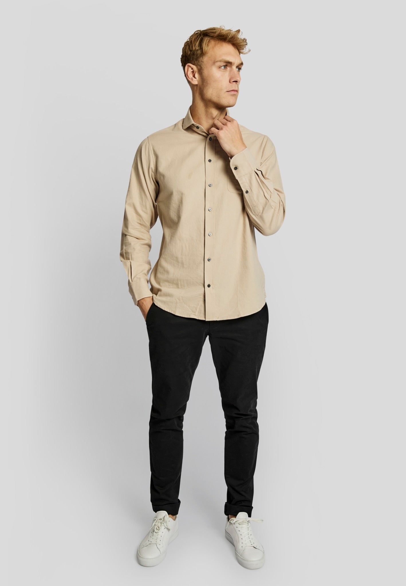 BS Halden casual slim fit Skjorte - Sand