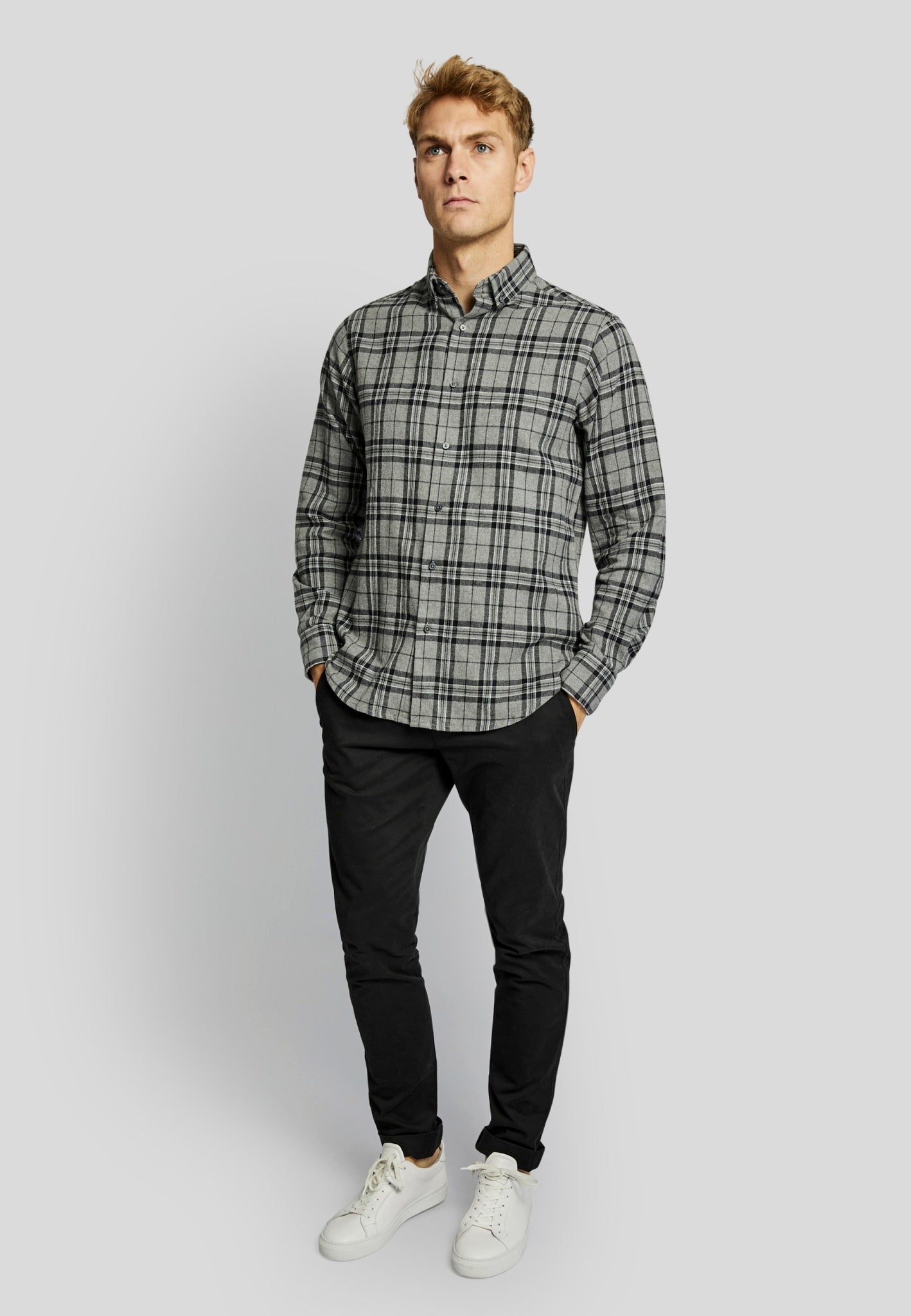 BS Trondheim casual slim fit Skjorte - Grey