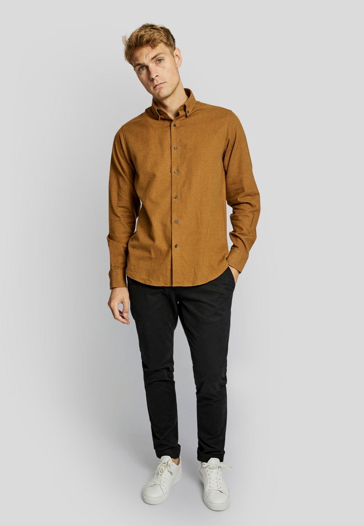 BS Tromsoe casual slim fit Skjorte - Camel