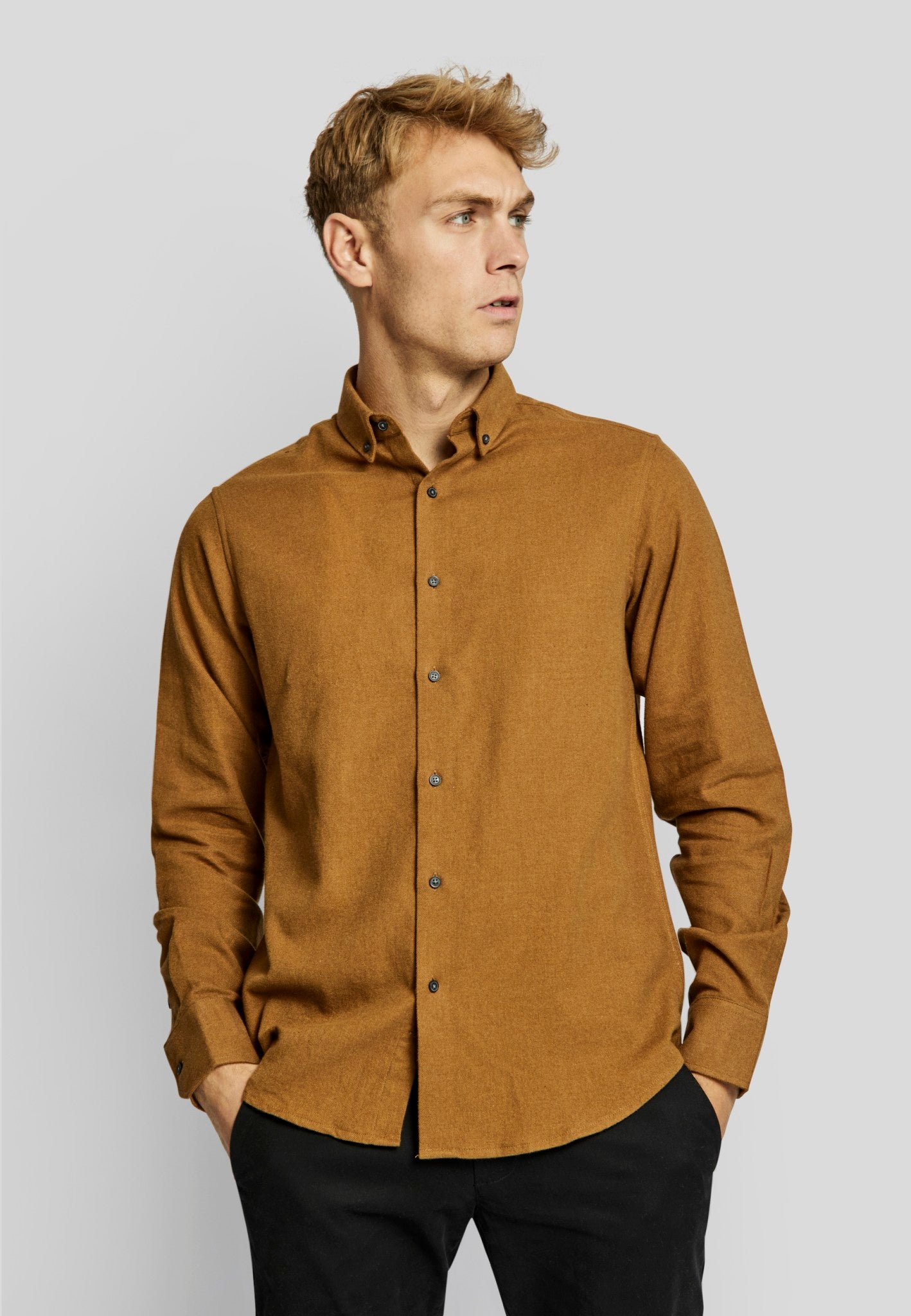 BS Tromsoe casual slim fit Skjorte - Camel