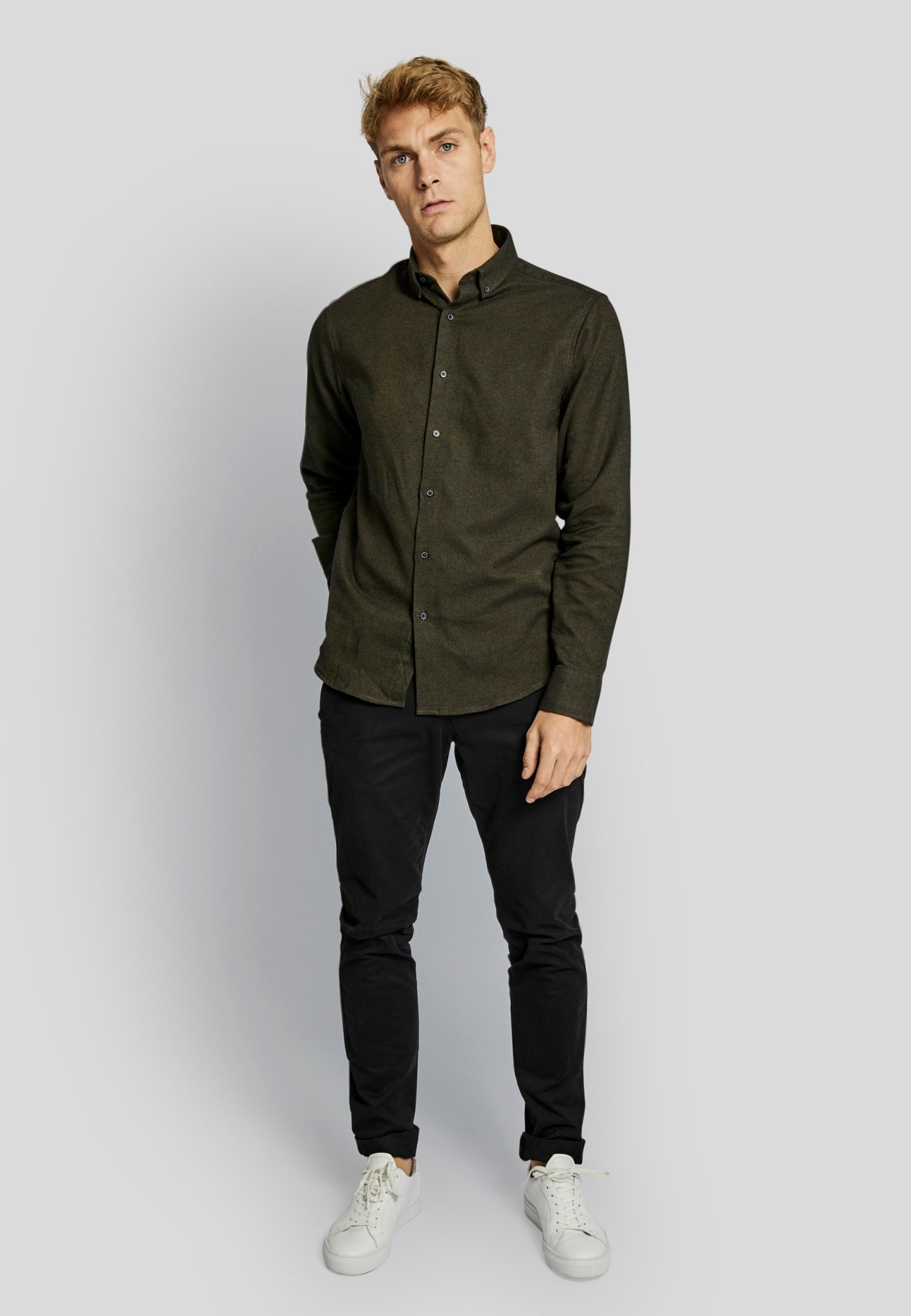 BS Tromsoe casual slim fit Skjorte - Dark Green