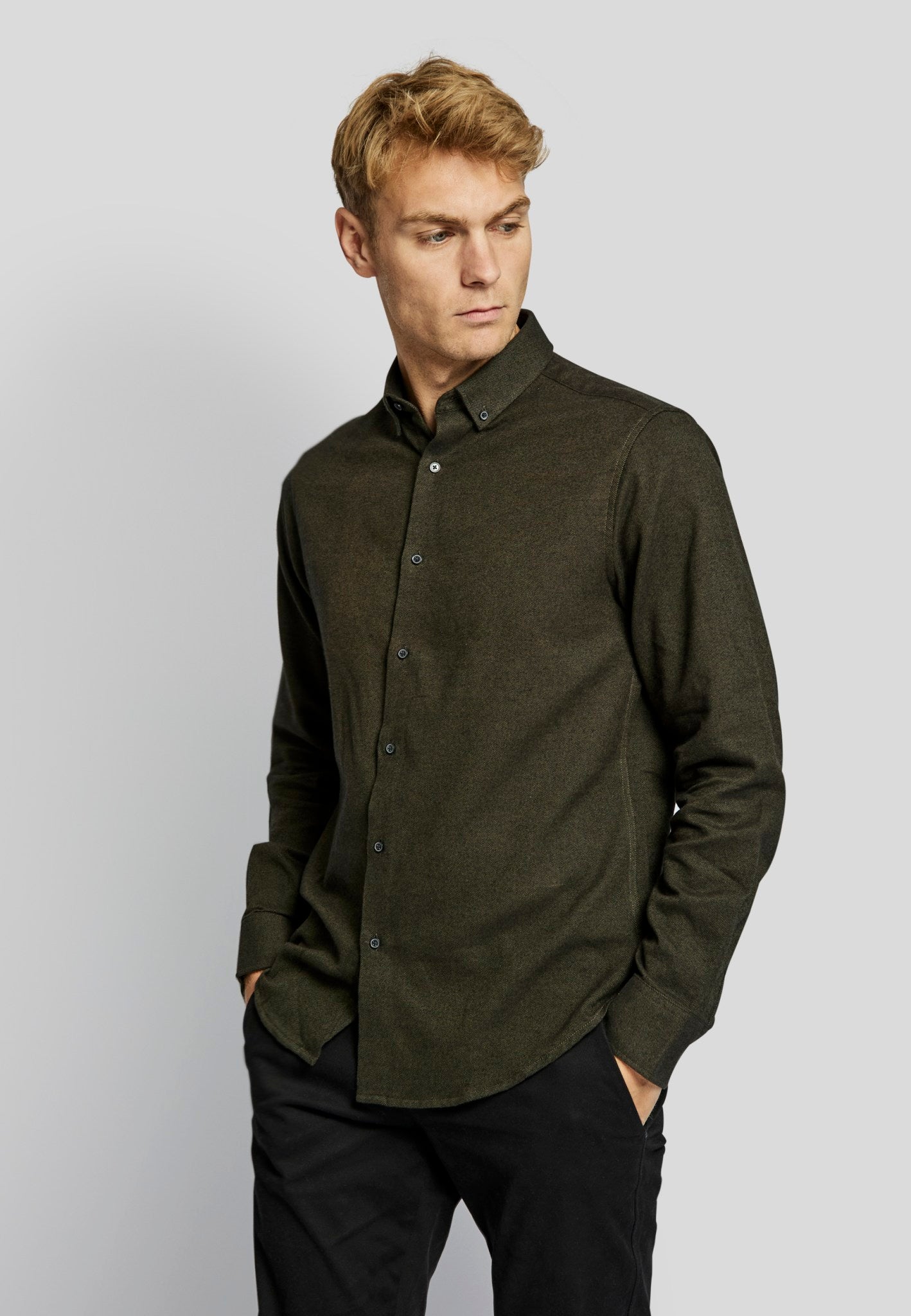 BS Tromsoe casual slim fit Skjorte - Dark Green