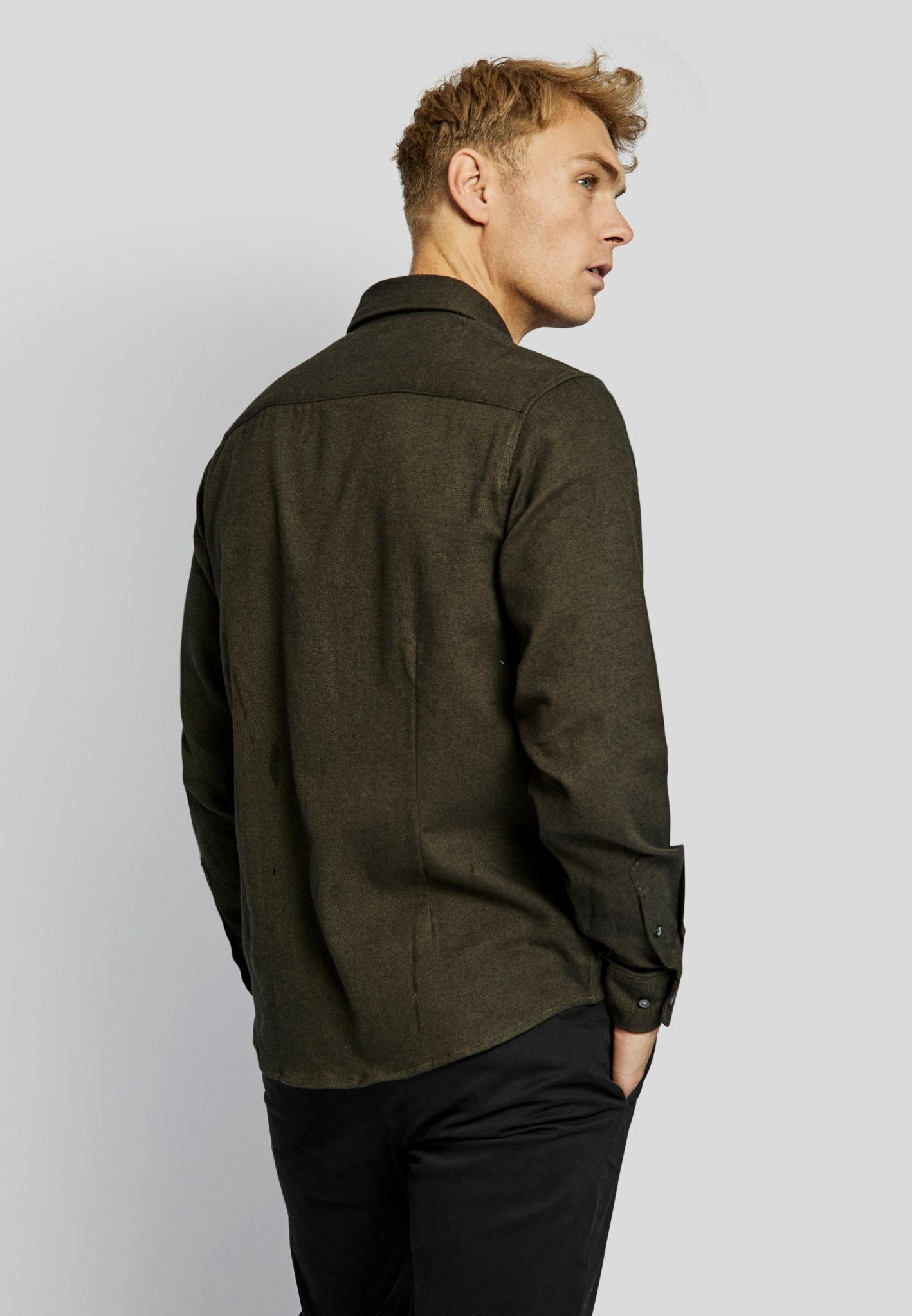 BS Tromsoe casual slim fit Skjorte - Dark Green