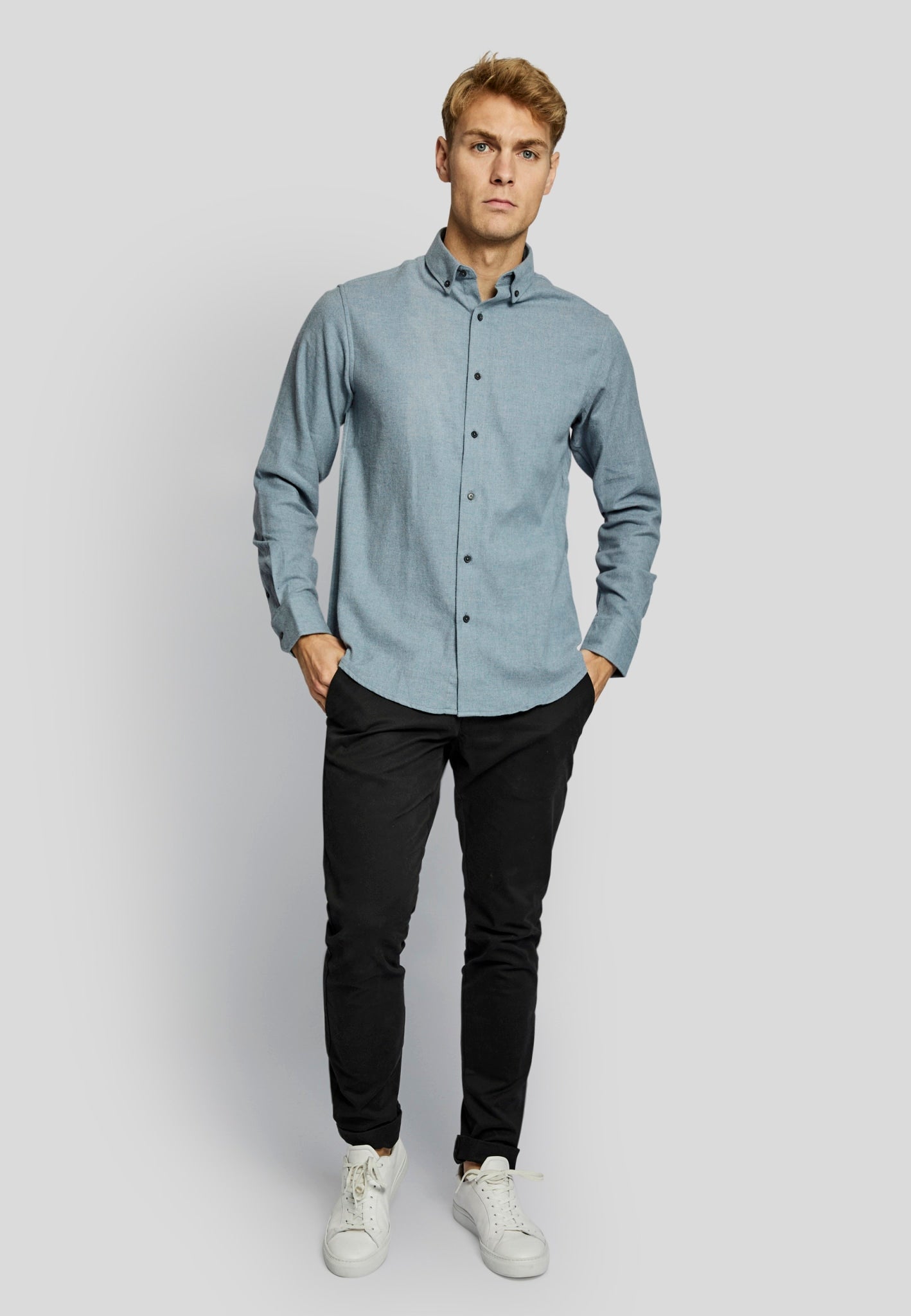 BS Tromsoe casual slim fit Skjorte - Light Blue