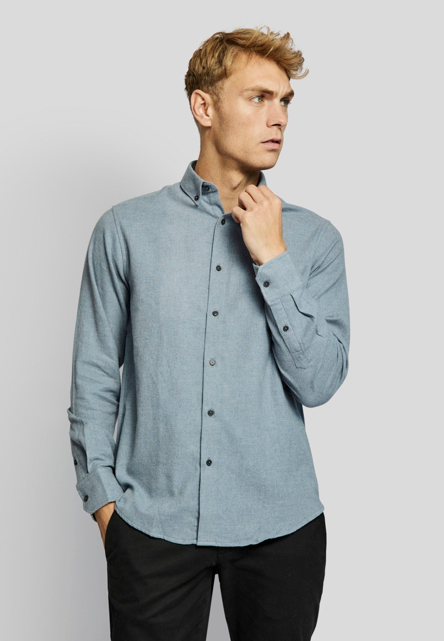 BS Tromsoe casual slim fit Skjorte - Light Blue