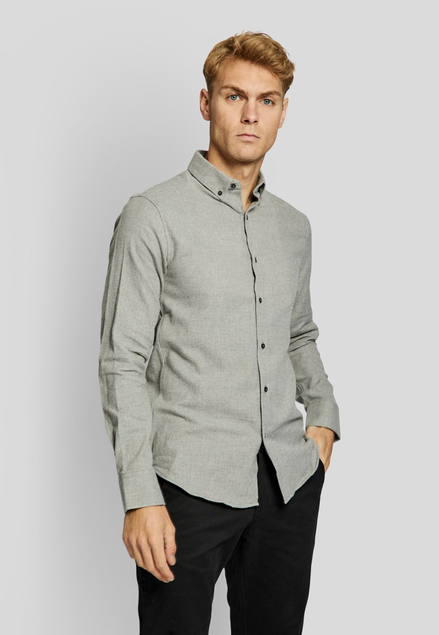 BS Tromsoe casual slim fit Skjorte - Light Grey