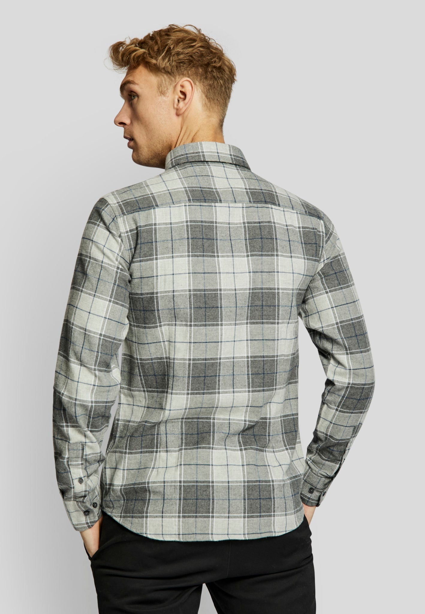 BS Fauske casual slim fit Skjorte - Light Grey