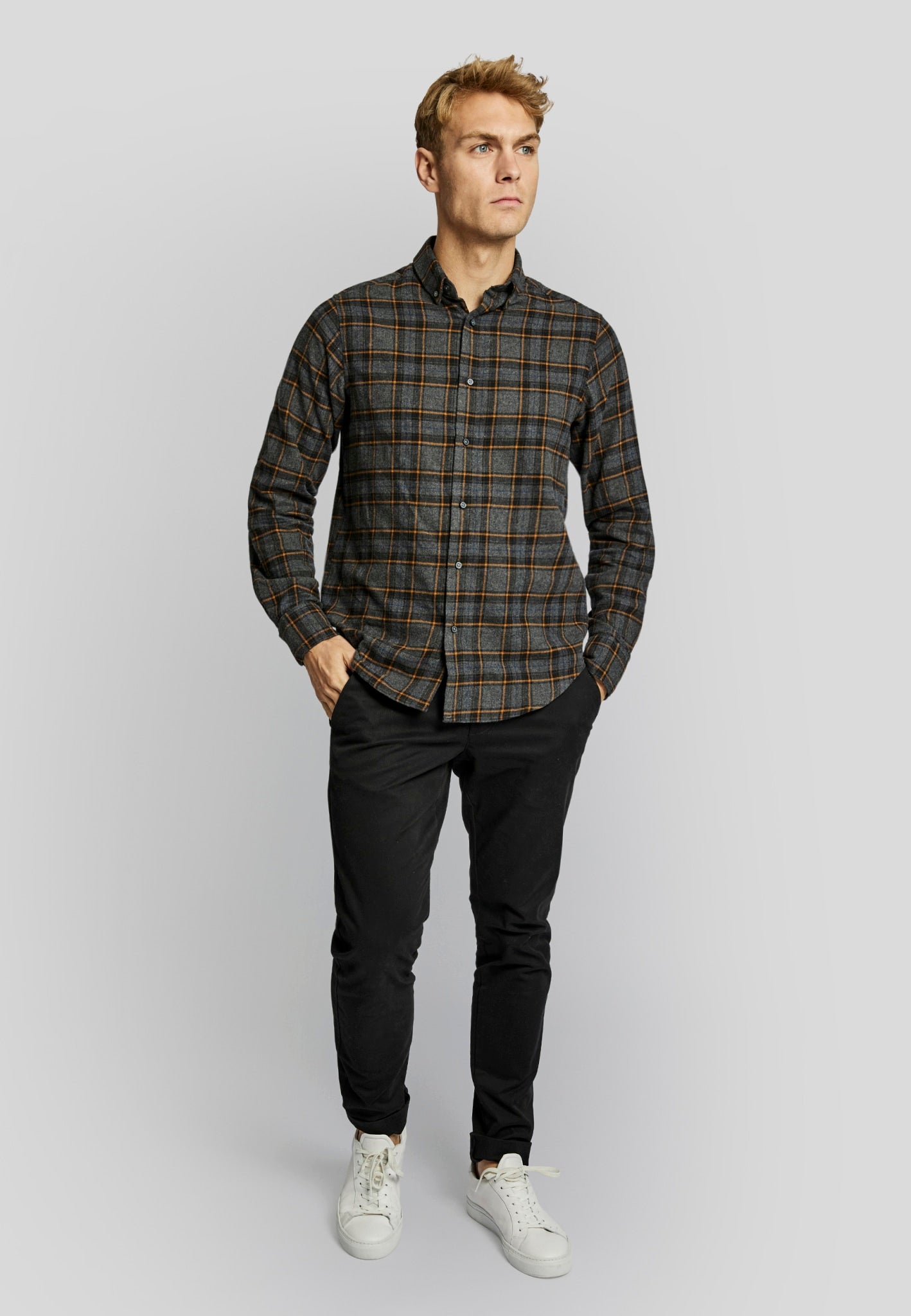 BS Hamar casual slim fit Skjorte - Dark Grey