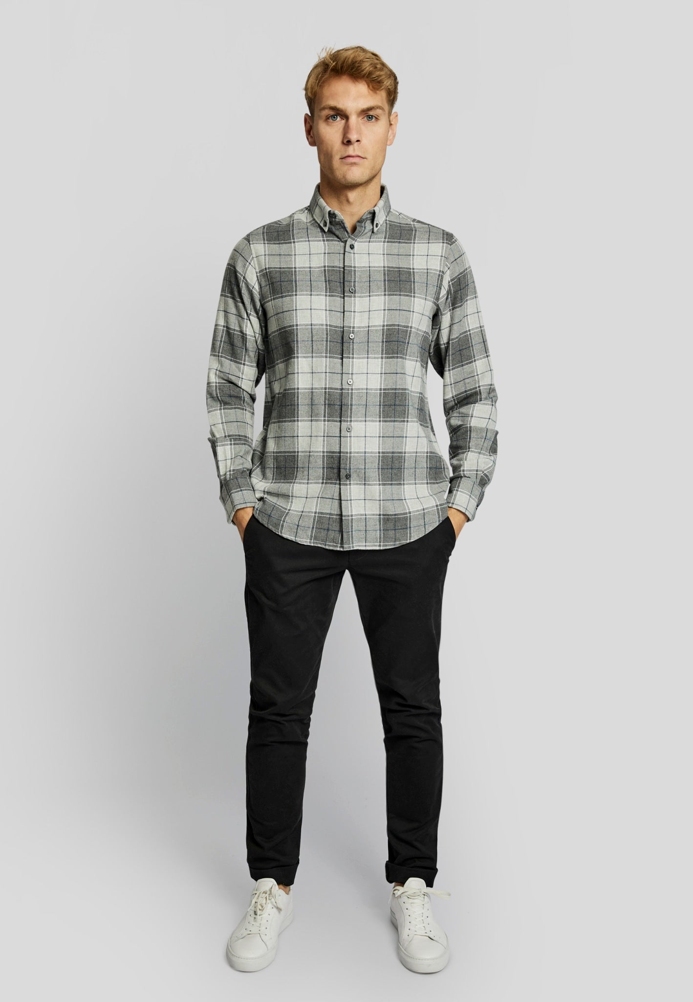 BS Atla casual modern fit Skjorte - Light Grey