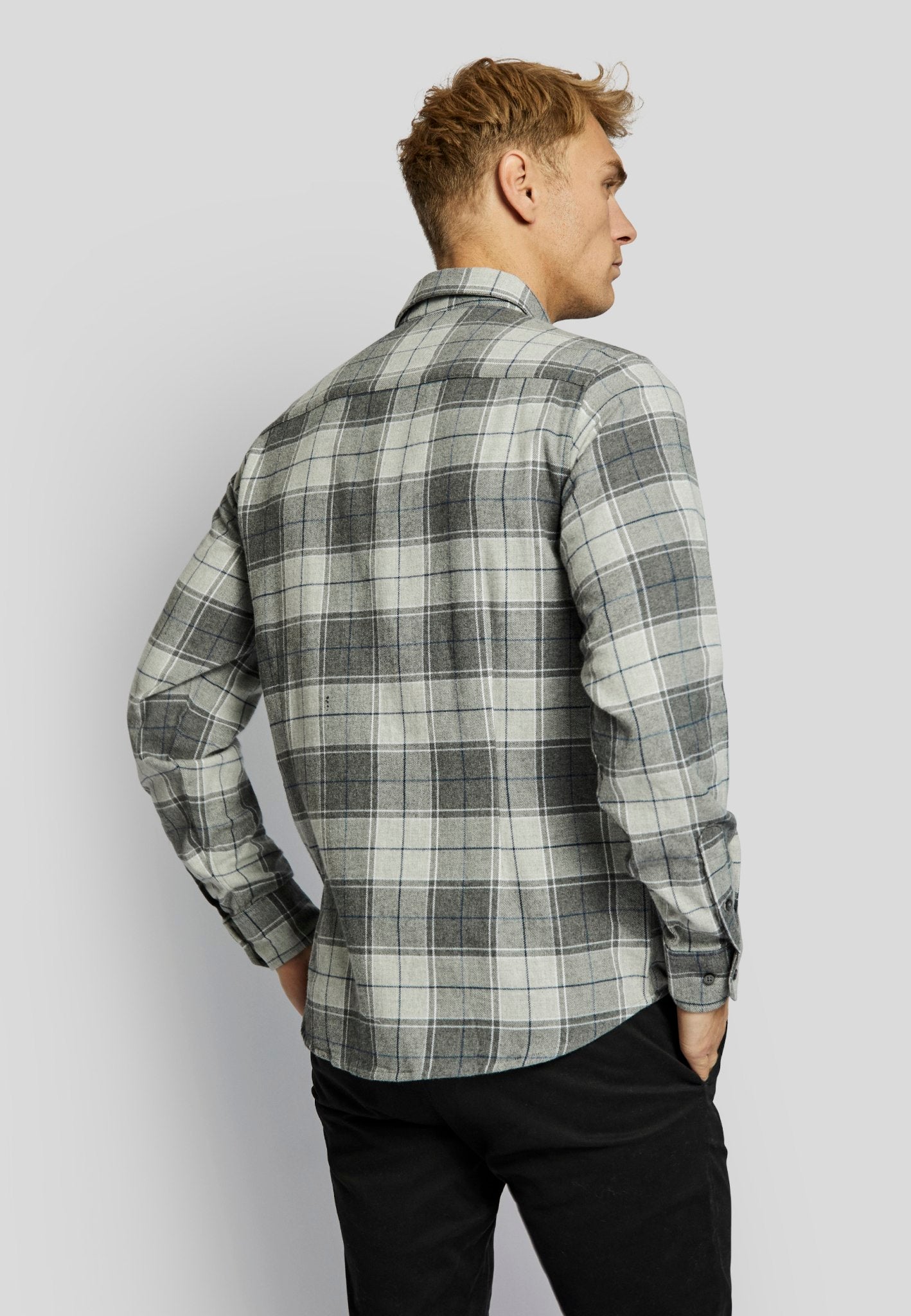 BS Atla casual modern fit Skjorte - Light Grey