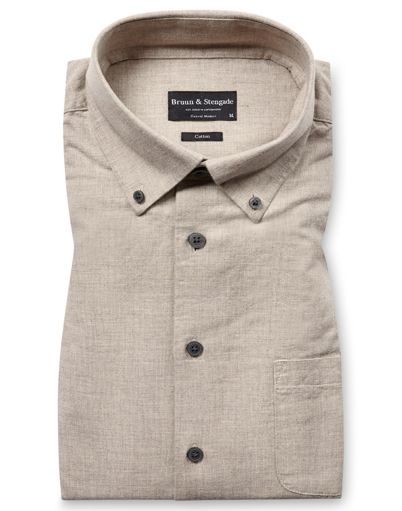 BS Cotton Casual Modern Fit Shirt - Sand