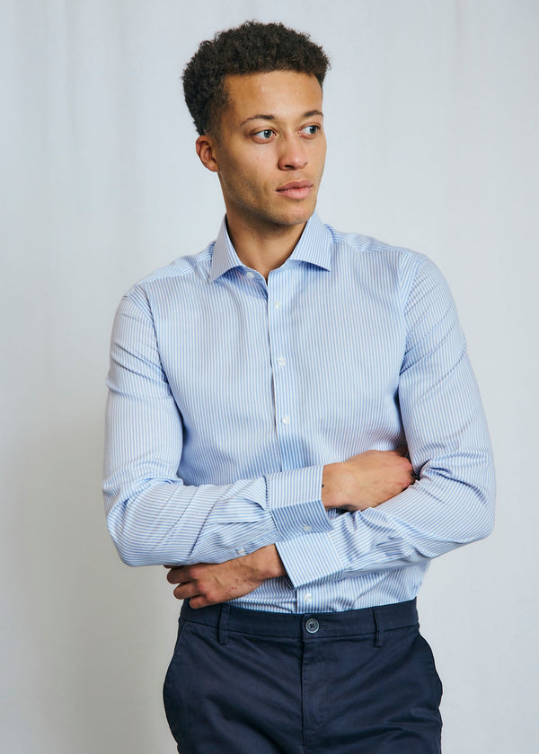 BS Alexei Modern Fit Shirt - Light Blue/White