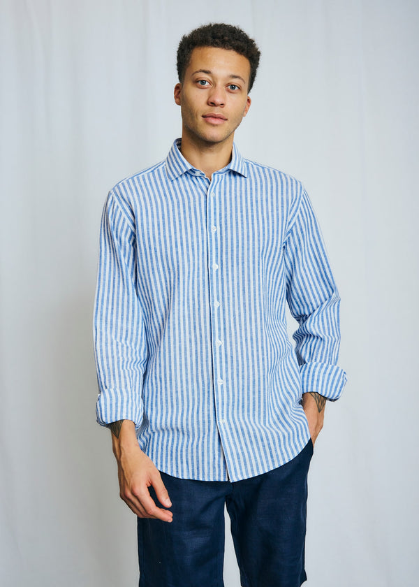 BS O'Sullivan Casual Modern Fit Shirt - Blue/White