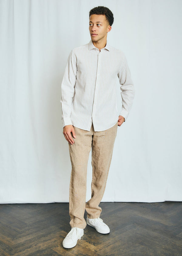 BS O'Sullivan Casual Modern Fit Shirt - Sand/White