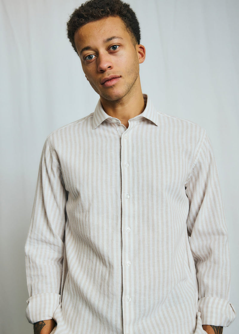BS O'Sullivan Casual Modern Fit Shirt - Sand/White