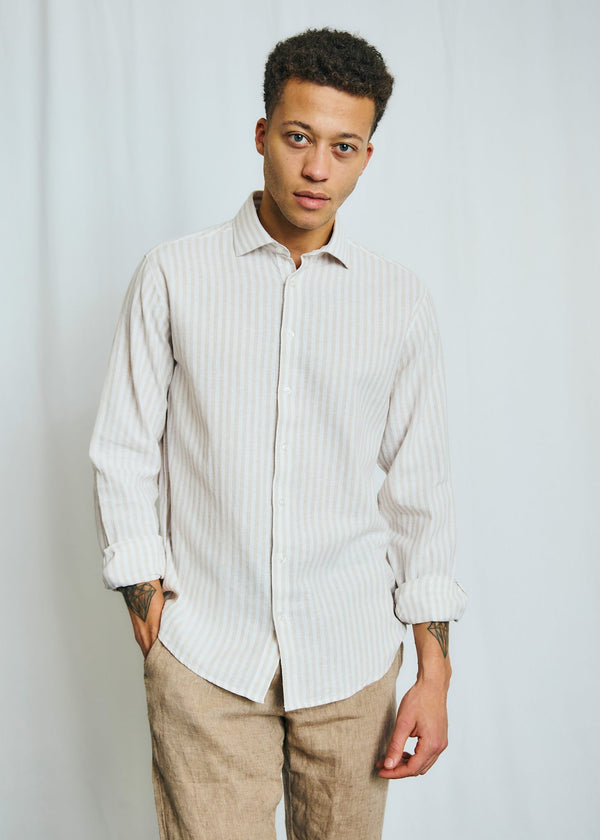 BS O'Sullivan Casual Modern Fit Shirt - Sand/White
