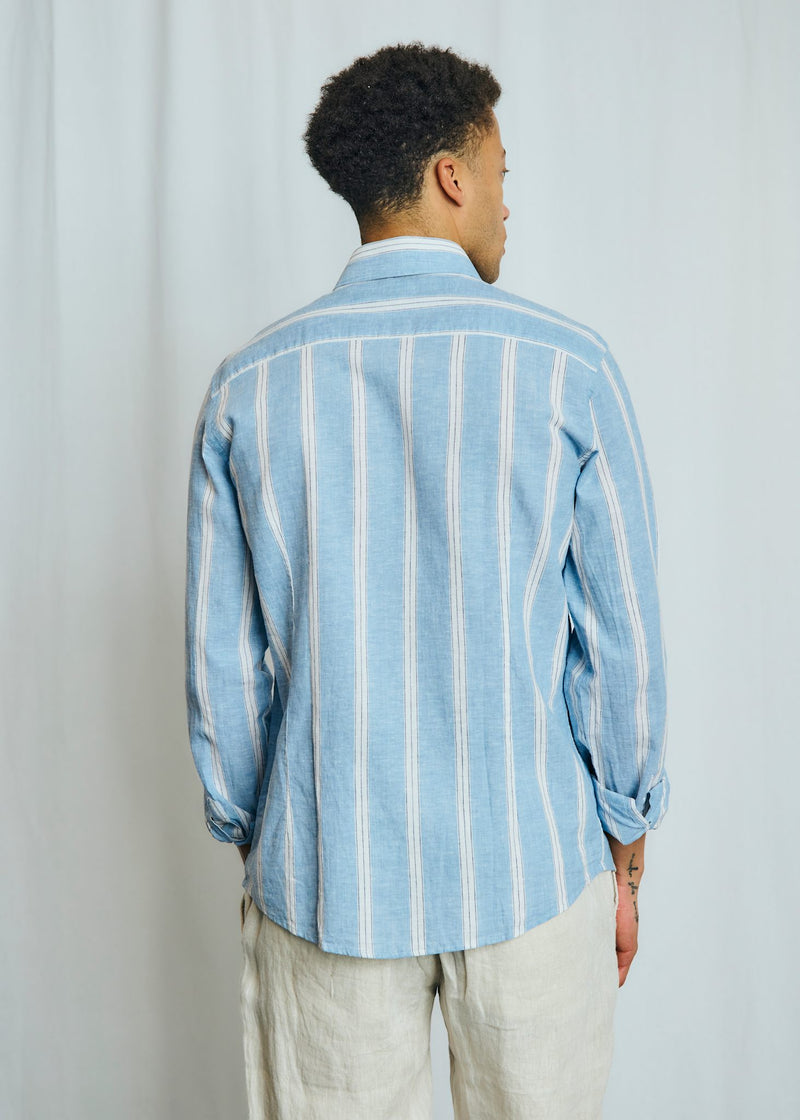 BS Correa Casual Modern Fit Shirt - Light Blue/White