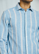 BS Correa Casual Modern Fit Shirt - Light Blue/White