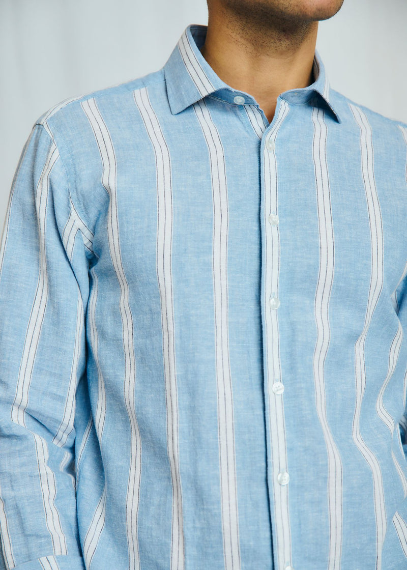BS Correa Casual Modern Fit Shirt - Light Blue/White