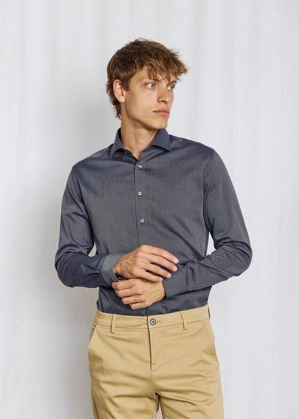 BS Gray Slim Fit Shirt - Navy