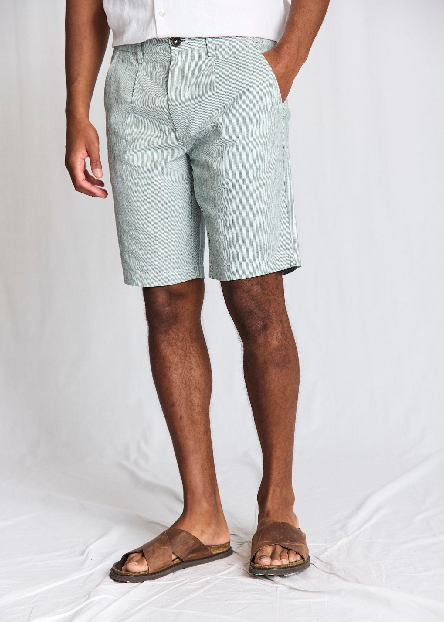 BS Darion Regular Fit Shorts  - Rain Forrest/White