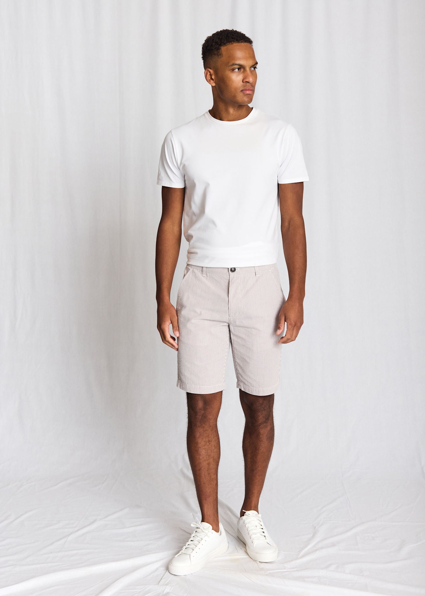 BS Elio Regular Fit Shorts  - Brown/White