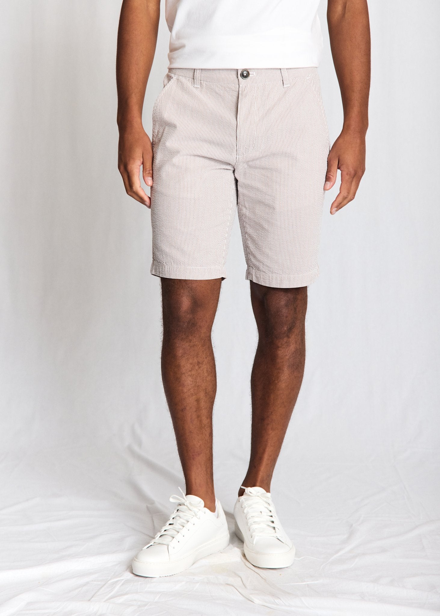 BS Elio Regular Fit Shorts  - Brown/White