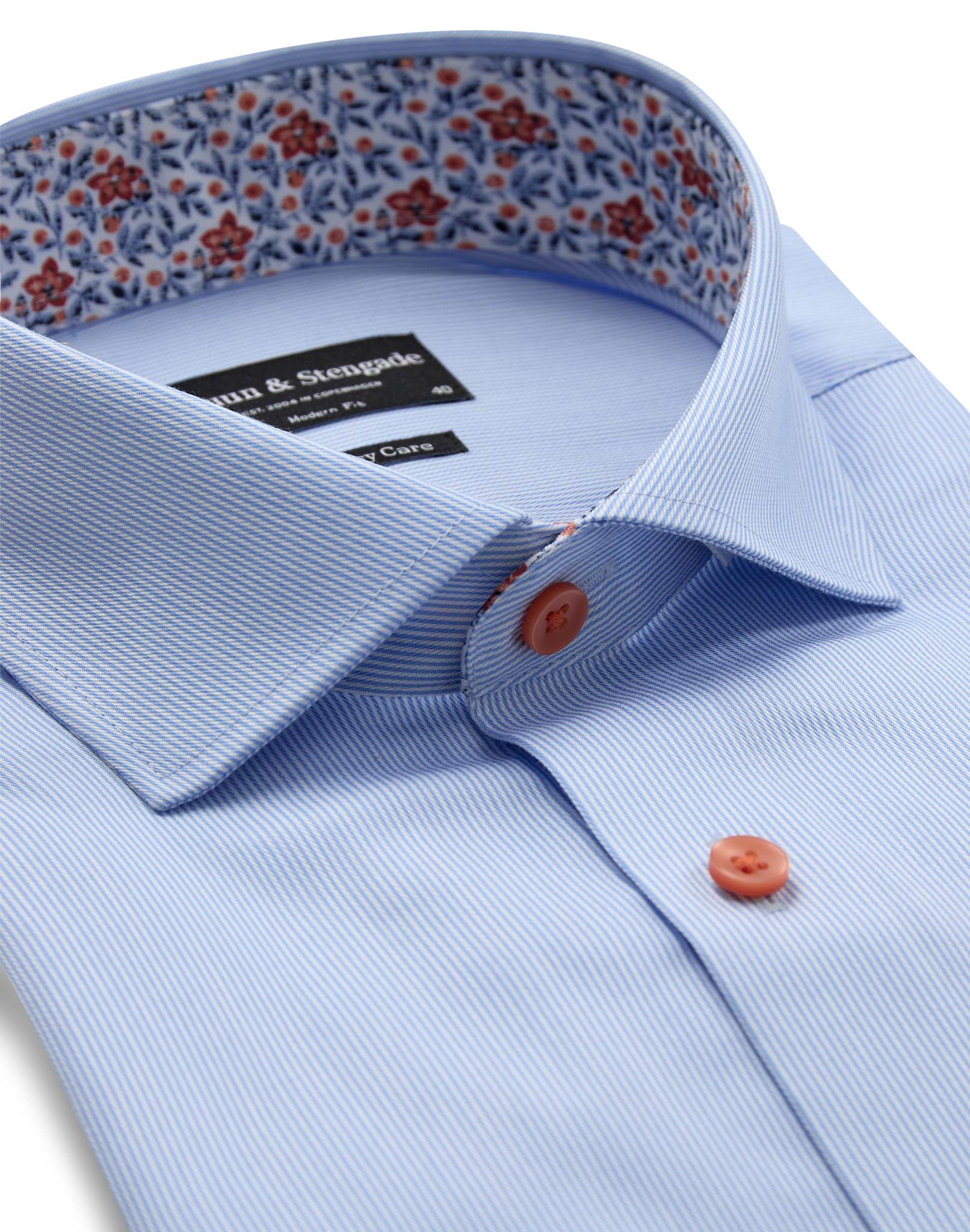 BS Mollgaard Modern Fit Shirt - Light Blue/White