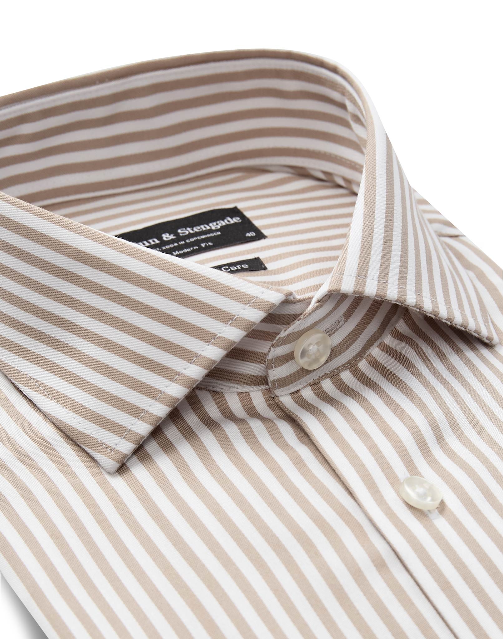 BS Santos Modern Fit Shirt - Sand/White