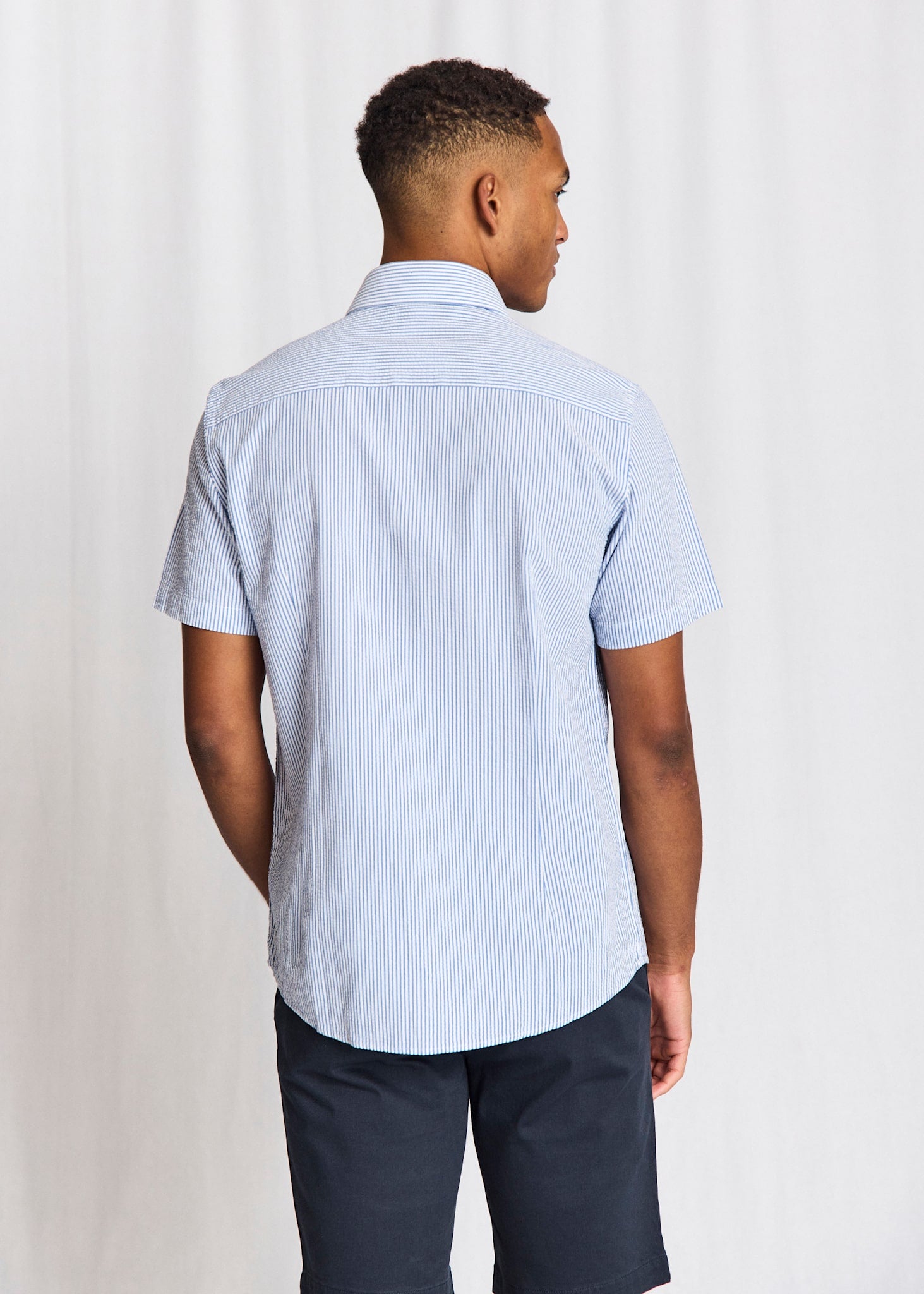 BS Keita Casual Modern Fit Shirt - Light Blue/White
