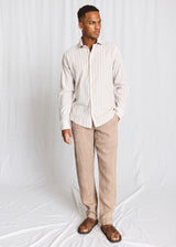 BS Burgos Casual Modern Fit Shirt - Sand/White