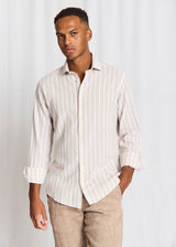 BS Burgos Casual Modern Fit Shirt - Sand/White