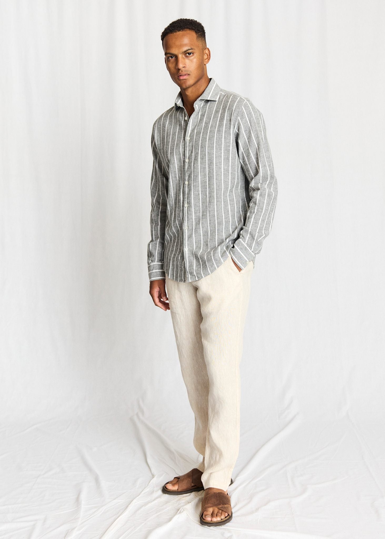 BS Freitas Casual Modern Fit Shirt - Green/White