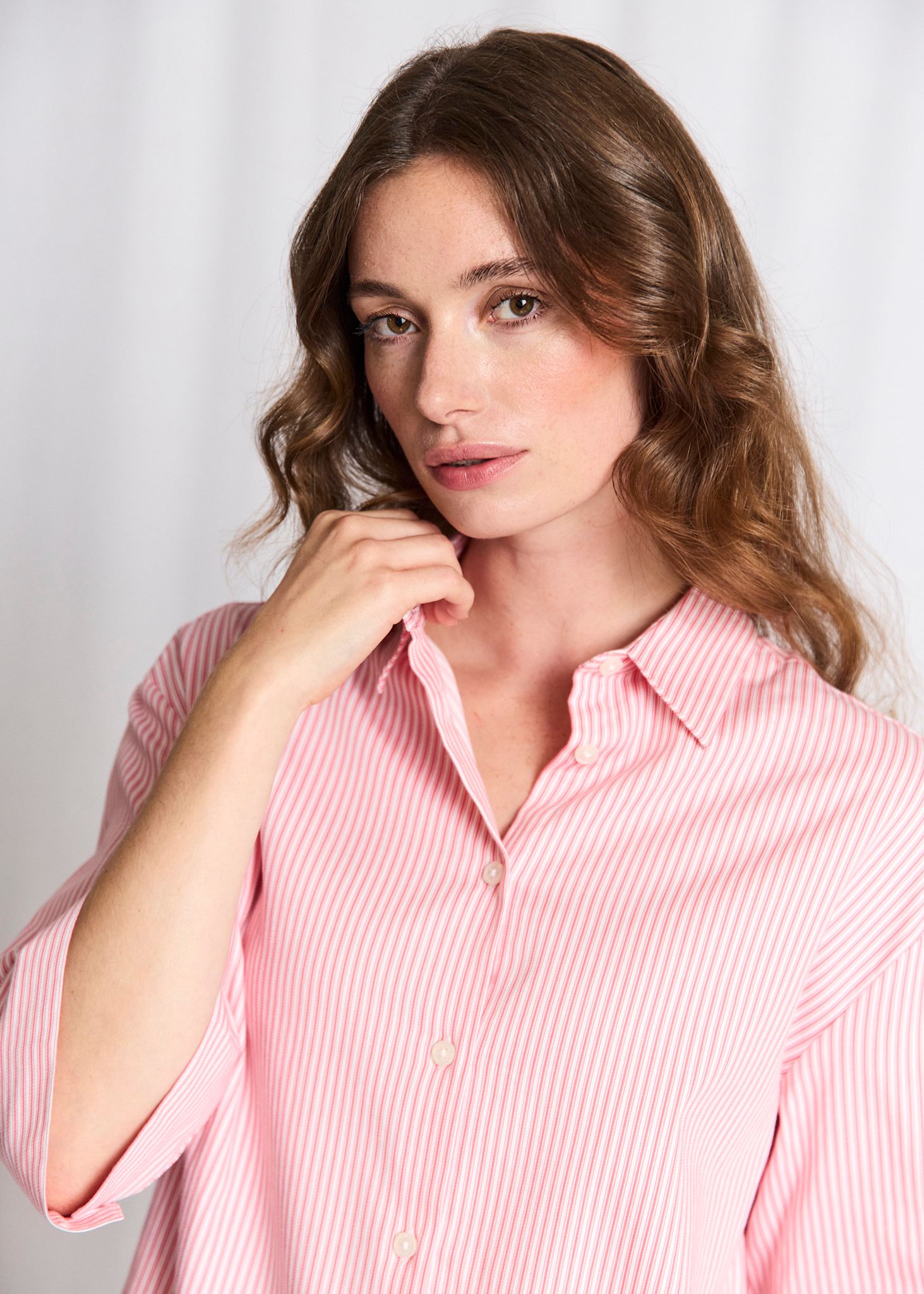 BS Talia Regular Fit Shirt - Lipstick Red/White