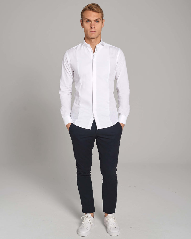 BS Bond Slim Fit Smoking Shirt White - White