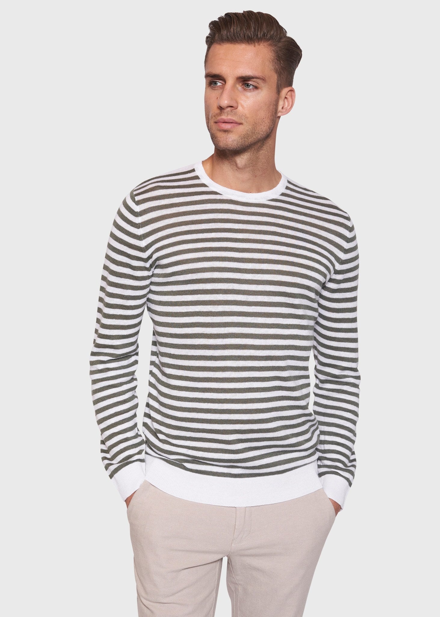BS Mogensen Regular Fit Strik - Green/White