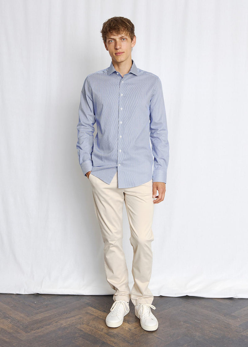BS Yordan Modern Fit Shirt - Dark Blue/White
