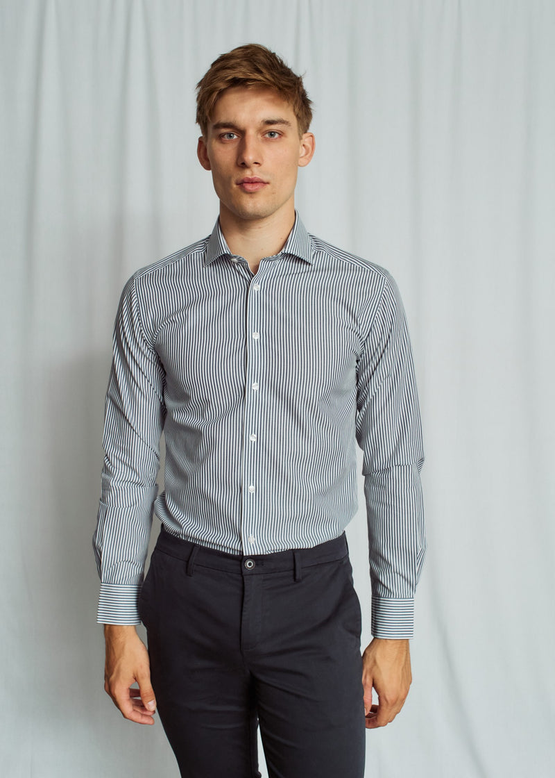 BS Kevin Modern Fit Shirt - Navy/White