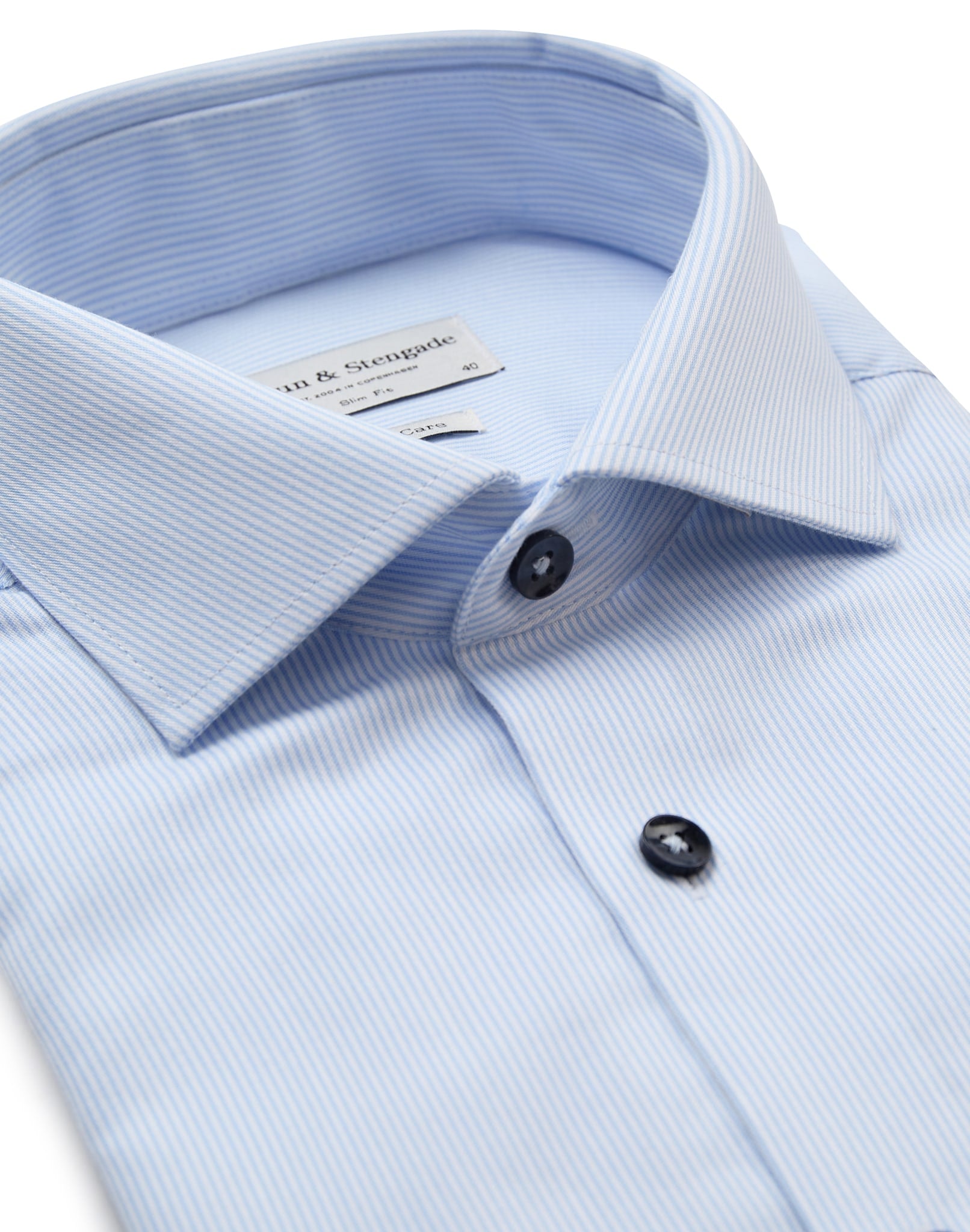 BS Woodson Slim Fit Skjorte - Light Blue/White