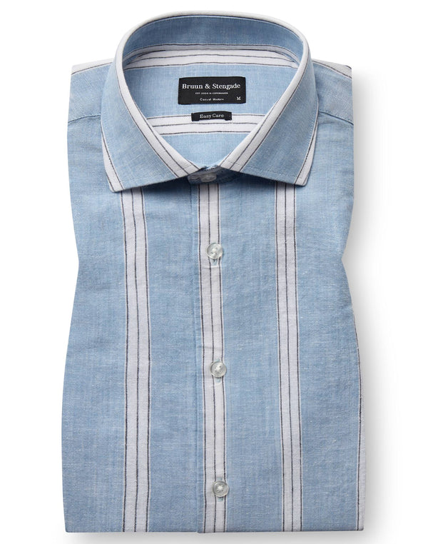 BS Correa Casual Modern Fit Shirt - Light Blue/White