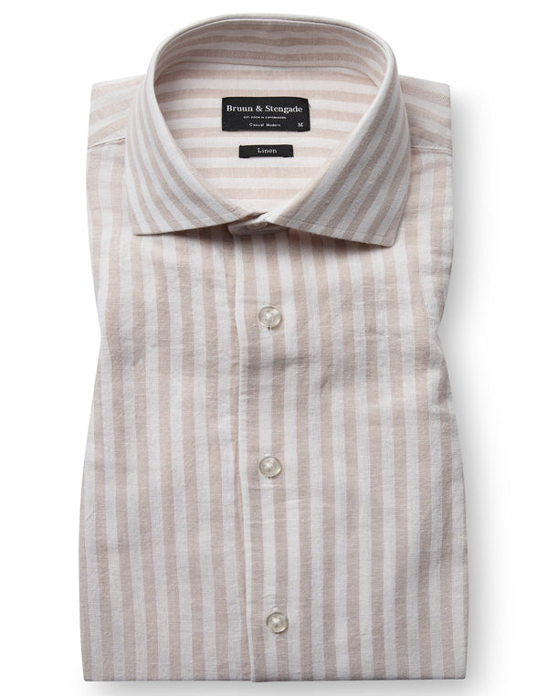 BS O'Sullivan Casual Modern Fit Shirt - Sand/White
