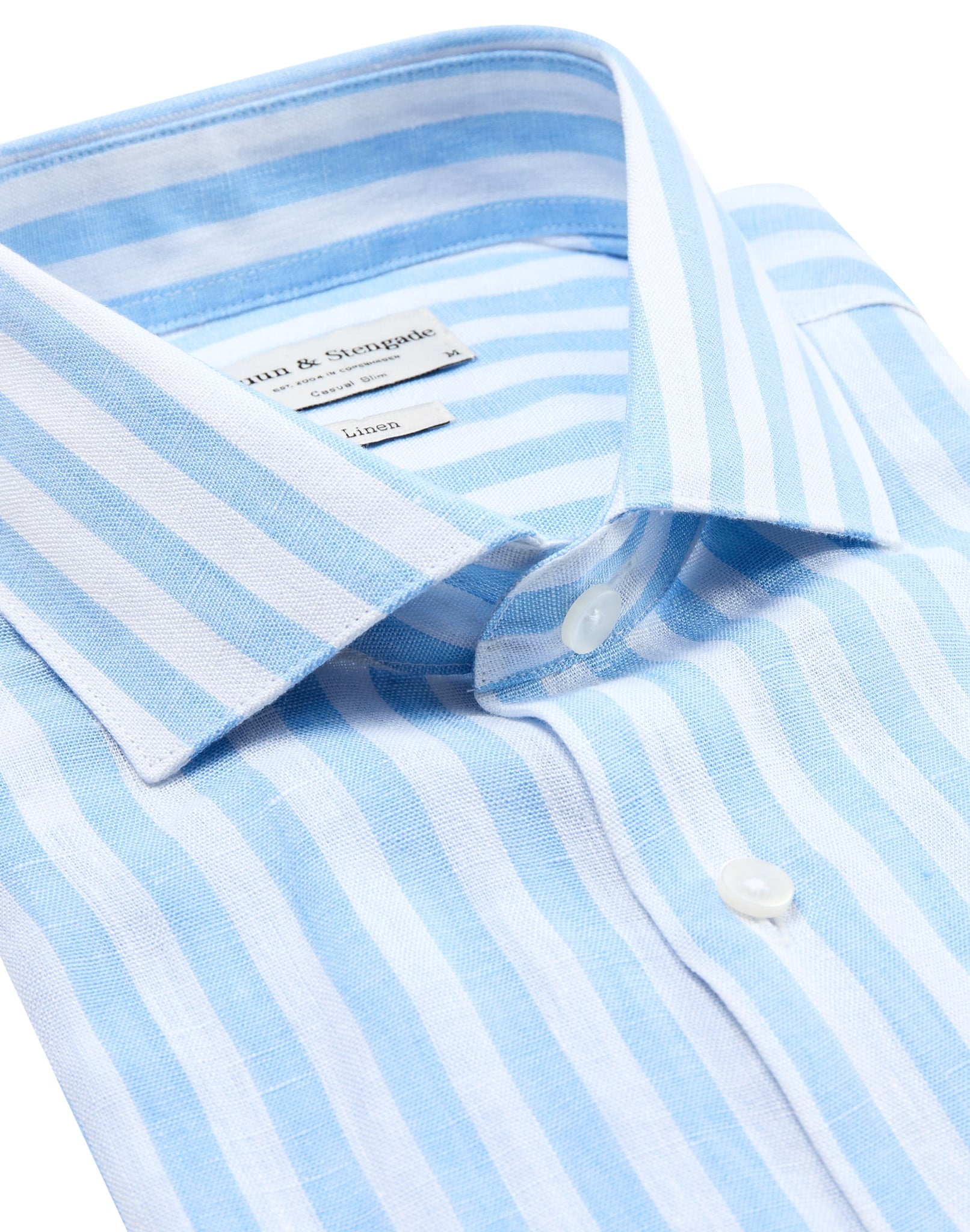 BS Valencia Casual Slim Fit Skjorte - Light Blue/White