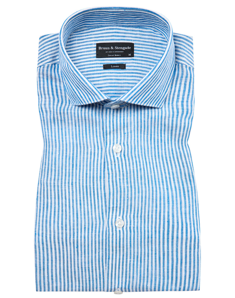 BS Malaga Casual Modern Fit Shirt - Blue/White