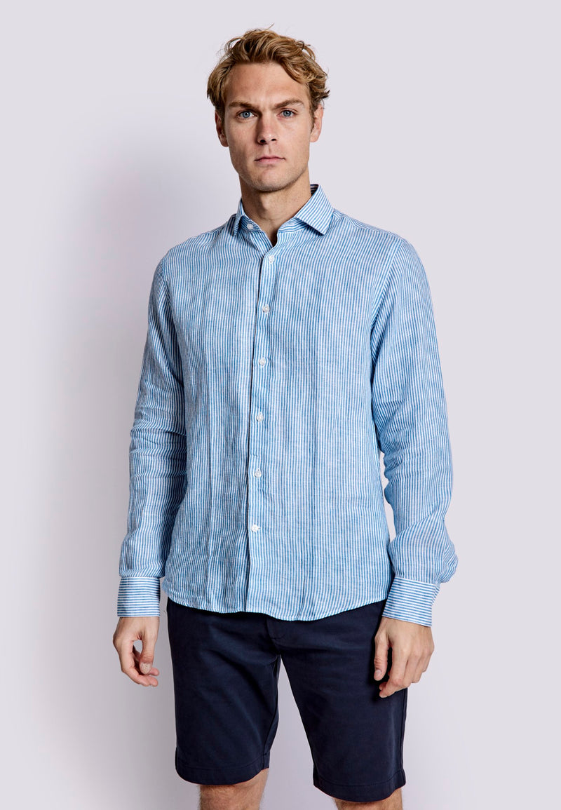 BS Palma Casual Slim Fit Shirt - Blue/White