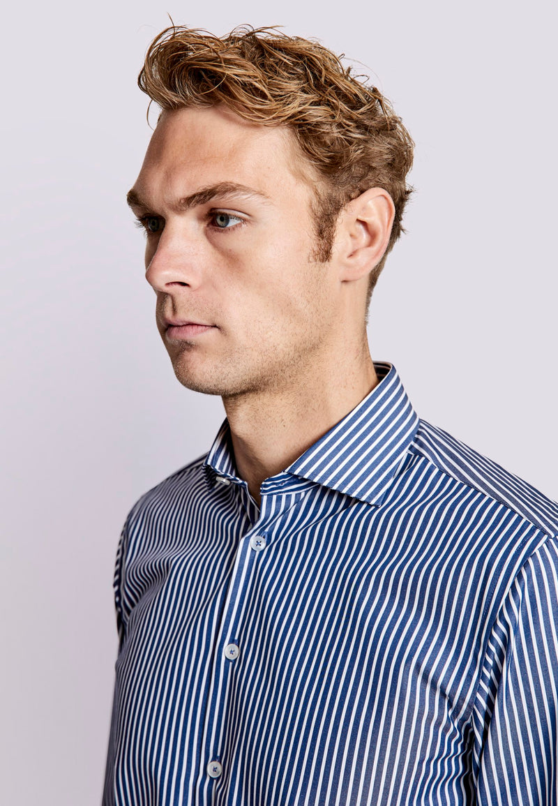 BS Rangnick Modern Fit Shirt - Dark Blue/White