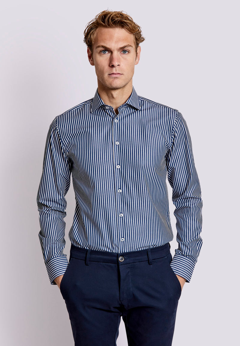 BS Rangnick Modern Fit Shirt - Dark Blue/White